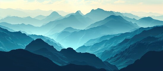Various blue-colored mountain ranges. - obrazy, fototapety, plakaty