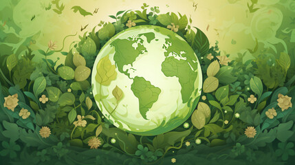 Green earth and plants horizontal background