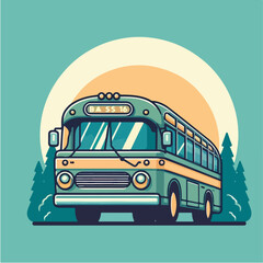 classic bus illustration in a simple vector style