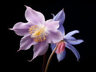 Obraz premium Columbine flower in studio background, single Columbine flower, Beautiful flower, ai generated image