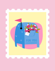 Mailbox with letter Valentine card