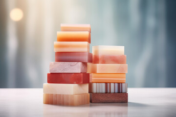 Tranquil Spa Setting: Stacked Soap Bars Display