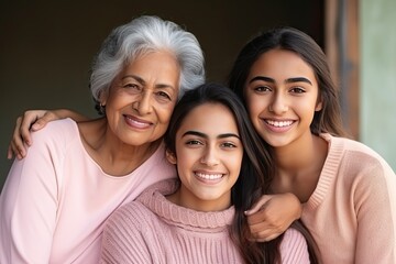 Generational Bonding: Three Generations of Women Cherish Family Time on the Couch generative ai - obrazy, fototapety, plakaty