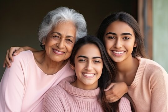 Generational Bonding: Three Generations of Women Cherish Family Time on the Couch generative ai