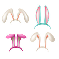 set of Cartoon headband icon with rabbit shape ears. illustration