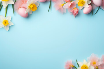 Naklejka na ściany i meble Easter Elegance: Seamless Pastel Decor with Daffodils