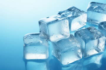 ice cube on blue background