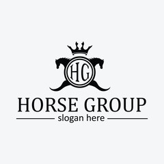 luxury horse logo silhouette vector design.retro logo