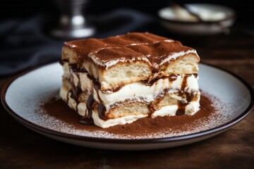 Tiramisu, most delicious dessert on the plate