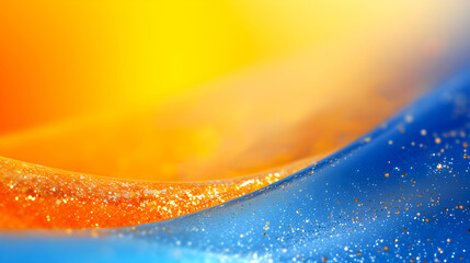 close-up of a colorful, textured surface with vibrant orange and bright blue colors, sprinkled with...