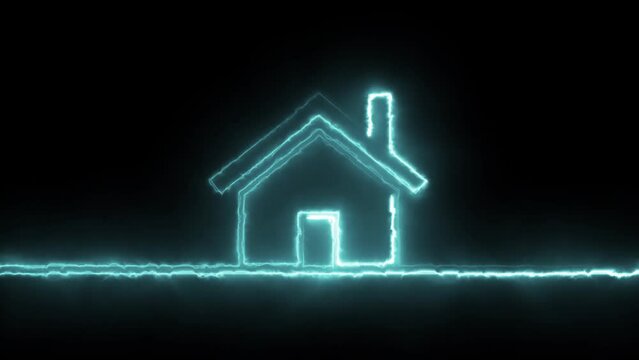 Home icon. Neon line Cool linear animated home icon. Real estate icon animation. 