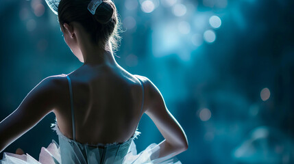 A Serene Ballerina Woman in a White Dress with a Delicate Flower