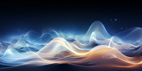 Wellenmotiv in leuchtenden bunten Farben als Hintergrundmotiv für Webdesign im Querformat für Banner, ai generativ