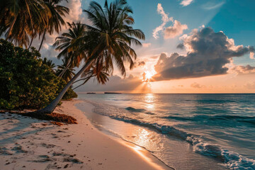 tropical beach scene, beautiful nature, generative ai