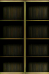 Dark minimalist empty shelves for background.