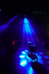 Defocused entertainment concert lighting on stage, blurred disco party and Concert Live.