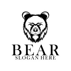 bear vector illustration logo design, Bear head mascot vector template