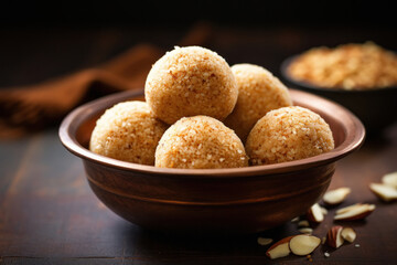 Indian sweets ball called laddoo for diwali festival made from semolina