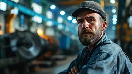 Fototapeta na wymiar Portrait of a worker at a factory