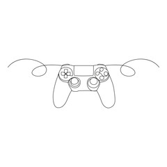Game controller Single continuous line drawing video games PlayStation gaming controller. One line draw graphic design vector illustration
