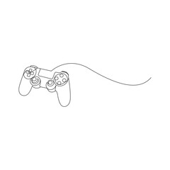 Game controller Single continuous line drawing video games PlayStation gaming controller. One line draw graphic design vector illustration
