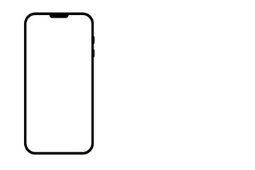 Smartphone Template Resembling iPhone with Transparent Background and White Copy Space