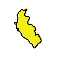 Ica region of Peru vector map illustration.