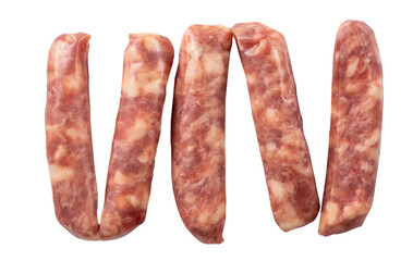 Raw Taiwanese sausage in garlic flavor isolated on white background.
