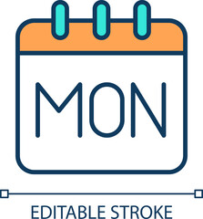 Editable icon bare minimum monday representing workplace trends, isolated simple vector, thin linear illustration.