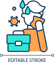 2D editable resenteeism icon representing workplace trends, isolated simple vector, thin linear illustration.