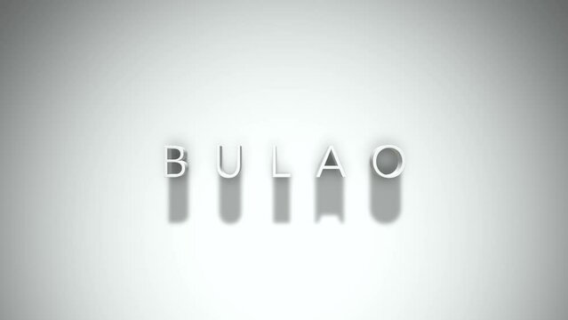 Bulao 3D title animation with shadows on a white background
