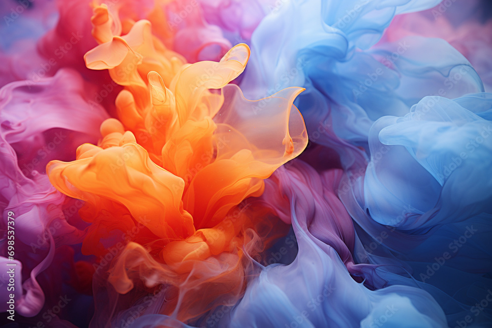 Poster abstract fusion of vibrant colors, embodying the resilience and strength cultivated through the proc