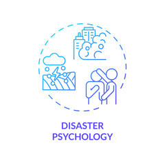 2D gradient disaster psychology icon, creative isolated vector, thin line illustration representing environmental psychology.