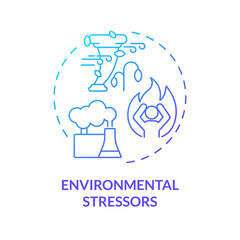 2D gradient environmental stressors icon, creative isolated vector, thin line illustration representing environmental psychology.