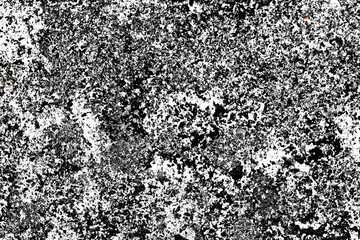 White spray dots paint on black paper. Ink stains background. White paint splashes texture....