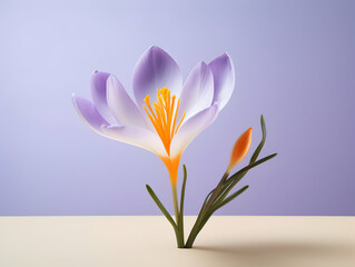 Fototapeta premium Crocus flower in studio background, single Crocus flower, Beautiful flower, ai generated image
