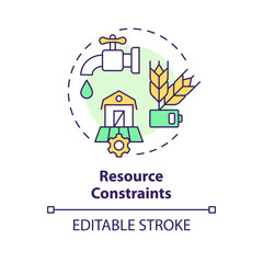 2D editable multicolor resource constraints icon, creative isolated vector, thin line illustration representing agricultural clusters.