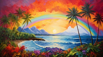Fototapeta na wymiar Vibrant Rainbow Poster