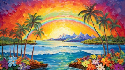 Fototapeta na wymiar Rainbow in Hawaii Poster