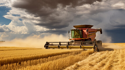 Fototapeta premium Combine Harvester in action. AI Generative.