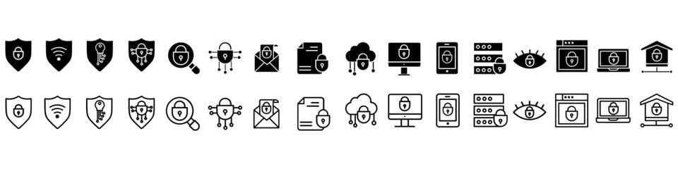 Internet security icon vector set. Antivirus illustration sign collection. Protection symbol or logo.