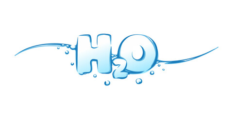 H2O vector illustration. Chemical formula of water.