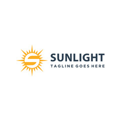 Initial Letter S Sunshine For Summer Sunset Sunrise Logo Design.