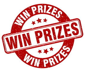win prizes stamp. win prizes label. round grunge sign