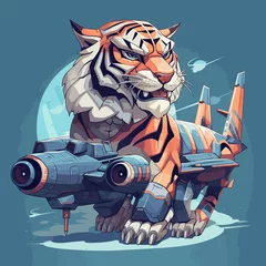 Zelfklevend Fotobehang armed tiger robot illustration © Darrity