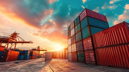container cargo freight container. Background in global commercial commerce freight charter shipping and logistics