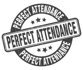 perfect attendance stamp. perfect attendance label. round grunge sign