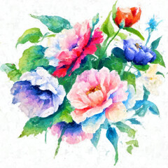 Beautiful abstract oil painting flower illustration