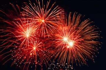 Obraz premium Fireworks Bursting With Fiery Glow In Fireworks Display