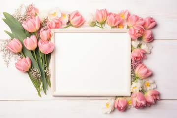 Mothers Day Frame, Frame With Flowers And Loving Message For Mom